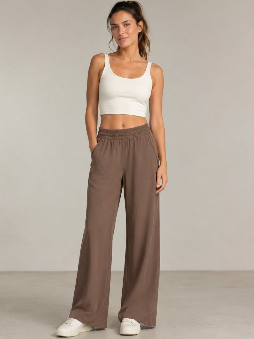 Lululemon Wide Leg Travel Pants Women Size 0 Brown Stretch High Rise